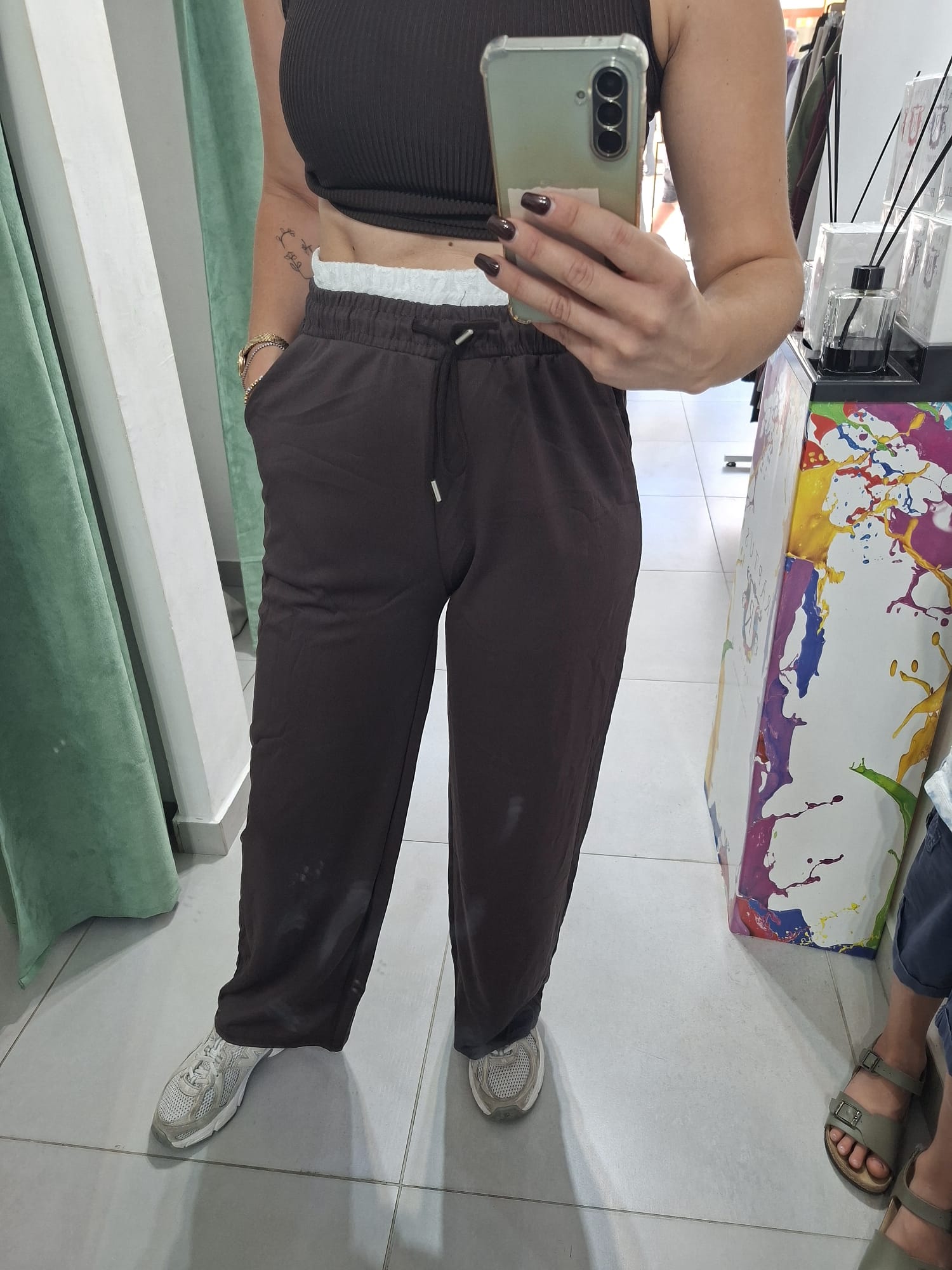 Pantalone tuta palazzo con doppio elastico