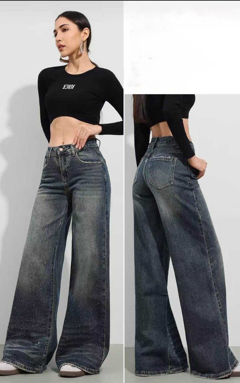Jeans Sabbiato con Strass